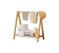 Ergocar Perchero Burro Ropa Plegables Pequeñas, Perchas De Bambú y Madera Bipolares, Perchas Cortas Independientes De Varias Capas, Adecuadas Para Salas De Estar, Lavanderías, Dormitorios