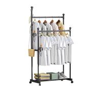 Ergocar Perchero con Doble Altura, Multifuncional Burro Ropa de Metálico, Perchero Independiente con Ruedas, Montaje Fácil, para Ropa, Bolsos, Sombreros, Zapatos