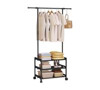 Ergocar Percheros Burro De Ropa De Almacenamiento De Almacenamiento Con Diseño Multifuncional De Estante Múltiple 360 ° Móvil y Estable Adecuado Para Dormitorio, Sala De Estar y Porche