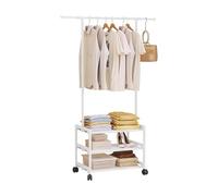 Ergocar Percheros Burro De Ropa De Almacenamiento De Almacenamiento Con Diseño Multifuncional De Estante Múltiple 360 ° Móvil y Estable Adecuado Para Dormitorio, Sala De Estar y Porche