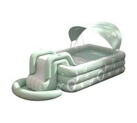 Ergocar Piscina Hinchable Exterior con Tobogán Integrado, Rectangular, Verde, para Niños y Adultos