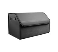 Ergocar Plegable Organizador de Maletero de Coche, Cuero PU y Ante Organizador de Coche para Almacenamiento con Asa, Organizador de Maletero con Tapa, Fácil de Limpiar, para Coches y SUV