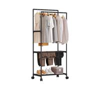 Ergocar Pole Doble Percheros Burro Calzado De Múltiples Capas De La Colgilla Para El Piso Con Ruedas De Colgilla De Metal Adecuada Para Dormitorio, Sala De Estar, Guardarropa, Tienda De Ropa