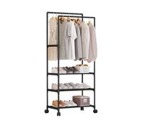 Ergocar Pole Doble Percheros Burro Calzado De Múltiples Capas De La Colgilla Para El Piso Con Ruedas De Colgilla De Metal Adecuada Para Dormitorio, Sala De Estar, Guardarropa, Tienda De Ropa