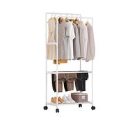 Ergocar Pole Doble Percheros Burro Calzado De Múltiples Capas De La Colgilla Para El Piso Con Ruedas De Colgilla De Metal Adecuada Para Dormitorio, Sala De Estar, Guardarropa, Tienda De Ropa