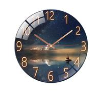 Ergocar Reloj De Pared De Vidrio Escaneo Silencioso Reloj De Pared De Vidrio Redondo Mecánico,Adecuado para Sala de Estar, Cocina, Oficina.