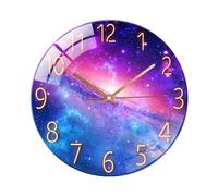 Ergocar Reloj De Pared De Vidrio Escaneo Silencioso Reloj De Pared De Vidrio Redondo Mecánico,Adecuado para Sala de Estar, Cocina, Oficina.