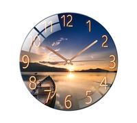 Ergocar Reloj De Pared De Vidrio Escaneo Silencioso Reloj De Pared De Vidrio Redondo Mecánico,Adecuado para Sala de Estar, Cocina, Oficina.