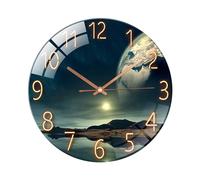 Ergocar Reloj De Pared De Vidrio Escaneo Silencioso Reloj De Pared De Vidrio Redondo Mecánico,Adecuado para Sala de Estar, Cocina, Oficina.