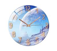 Ergocar Reloj De Pared De Vidrio Escaneo Silencioso Reloj De Pared De Vidrio Redondo Mecánico,Adecuado para Sala de Estar, Cocina, Oficina.