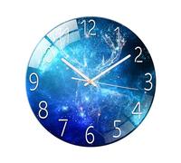 Ergocar Reloj De Pared De Vidrio Escaneo Silencioso Reloj De Pared De Vidrio Redondo Mecánico,Adecuado para Sala de Estar, Cocina, Oficina.