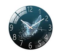 Ergocar Reloj De Pared De Vidrio Escaneo Silencioso Reloj De Pared De Vidrio Redondo Mecánico,Adecuado para Sala de Estar, Cocina, Oficina.