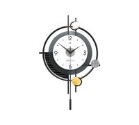 Ergocar - Reloj de pared grande de metal redondo con péndulo, moderno reloj de pared silencioso, diseño minimalista para sala de estar, dormitorio, comedor, cocina, oficina
