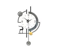 Ergocar Reloj de pared, vintage grande, decorativo, con péndulo, silencioso, moderno, de metal, para sala de estar, dormitorio, estudio, oficina