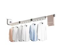 Ergocar Tendedero de Ropa Montado en la Pared, Plegable Estante de Secado Retráctil de Ropa, Giratorio de 360°, Tendedero Pared Aluminio para Balcones, Baños, Dormitorios
