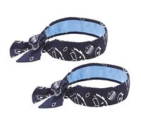 Ergodyne Chill Its 6700CT Pañuelo de refrigeración, forrado con material de PVA evaporativo para alivio de enfriamiento rápido, corbata para ajuste ajustable, azul marino occidental, paquete de 2