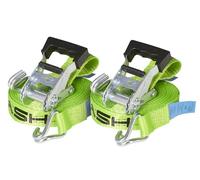 Ergolash - Juego de 2 correas tensoras, 6 metros (6 m de largo), 35 mm de ancho, fuerza de tracción LC 1.000 daN, STF 200 daN, correas de amarre de dos piezas, correas tensoras de trinquete con