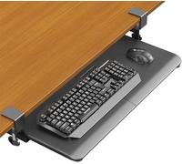 ERGOMAKER Bandeja para teclado debajo del escritorio, escritorio pequeño para computadora con bandeja de teclado de 25.6 x 11.8 pulgadas, cajón deslizante estable para escribir, color negro