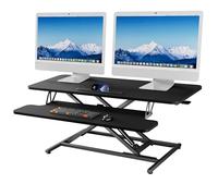 ERGOMAKER Convertidor de escritorio de pie, 107 cm de ancho, altura ajustable, elevador rápido de escritorio para monitor dual, color negro
