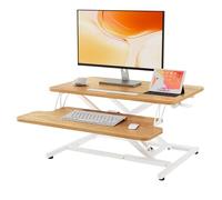 ERGOMAKER Convertidor de Escritorio de pie, 64 cm de Ancho, Altura Ajustable, Sentado y de pie, para Monitor Dual, Color marrón rústico Claro