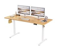 ERGOMAKER Escritorio de Altura Regulable 160 x 70 cm,Escritorio eléctrico con Tablero de Empalme, Escritorio ergonómico para Oficina, Color marrón Claro