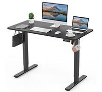 ERGOMAKER Escritorio Elevable Eléctrico 110x60 cm, Mesa Elevable con Tablero de Empalme, Mesa Escritorio Ajustable para Oficina y Hogar, Negro