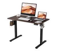 ERGOMAKER Escritorio Elevable Eléctrico 110x60 cm, Mesa Elevable con Tablero de Empalme, Mesa Escritorio Ajustable para Oficina y Hogar, Nogal Negro