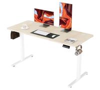 ERGOMAKER Escritorio Elevable Eléctrico 140x60 cm, Standing Desk con Memorizables, Mesa Regulable en Altura con Tablero de Empalme y Gancho para Mochila, Ideal para Oficina y Hogar, Roble