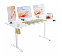 ERGOMAKER Escritorio Regulable en Altura 160 x 70 cm, Altura Ajustable eléctrica con función de Memoria, Mesa ergonómica Regulable en Altura, Color Blanco