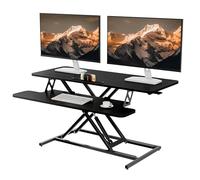 ERGOMAKER Soporte de escritorio con altura ajustable, 101 x 40 cm, elevador de escritorio con dos monitores, bandeja para teclado, color negro