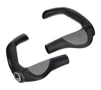 Ergon: GP5 Lock -On Bicycle Manillar empuaduras con extremo de la barra extendida Compatibilidad regular para bicicletas hbridas pequeas negras/gr