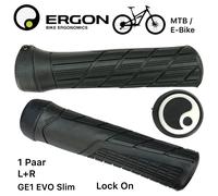 Ergon Manetas de Bicicleta GE1 Evo Slim MTB Ebike Lock-On, L+R Negro