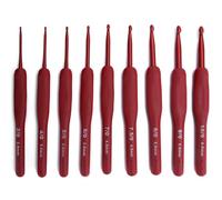 Ergonomic Crochet Hook Set 9Pcs Rubber Handle Knitting Tools with Glossy Durable Needles for Sweater Sewing Craft Accessories