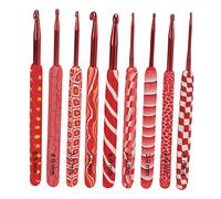 Ergonomic Crochet Hooks Set 9 Sizes | Aluminum Knitting Needles with Soft Grip | Color Coded Handles for Easy Identification | Craft Kit for Adults/Beginners/Young Crafters