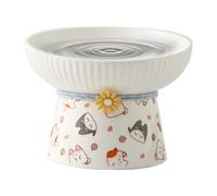 Ergonomic Elevated Ceramic Pet Bowl, 330ml Anti-Vomiting Feeding Dish for Cats and Small Dogs, Supports Spine Health, Raised Food and Water Bowl for Small Pets, Easy to Clean