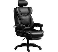 Ergonomic Executive Office Chair with Foot Rest, Gaming High Back Design, Lumbar Support, Adjustable PU Leather, Task Chair with Arms - Ideal for Office Work and Gaming to Pursue Happiness(Black)