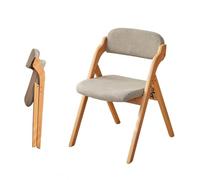 Ergonomic Light Grey Folding Dining Chairs - Padded Oak Wood Side Chairs, Easy to Fold, Ideal for Home & Office, Breakfast & Dining Spaces