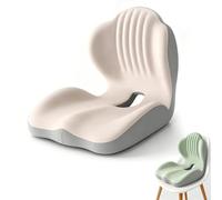 Ergonomic Memory Foam Seat Cushion, L Shaped Back & Seat Cushions with Lumbar Support, High Density Foam Pad for Office Chair, Car, Home and Wheelchair (Beige)