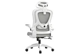 Ergonomic Mesh Office Chair High Back Desk Chair 3D Lumbar Support Armrests Swivel Computer Task Chairs Suitable Working Home(Nylon Feet/White Frame Gray Headrest with Strap)