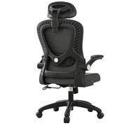 Ergonomic Mesh Office Chair High Back Desk Chair 3D Lumbar Support Armrests Swivel Computer Task Chairs Suitable Working Home(Nylon Feet/Black Frame Black Mesh with Headrest)