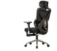 Ergonomic Office Chair Desk Chair Computer Chairs Dual Back Design Adaptive Lumbar 145° Leaning Back Comfortable Prolonged Sitting(Nylon Feet/Black Sponge Seat Cushion with footrest)