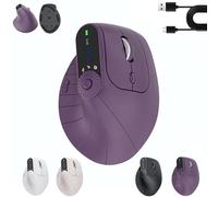 Ergonomic Triple-Connect Wireless Mouse, Vertical Ergonomic Mouse with 4 Adjustable DPI, Bluetooth Rechargeable Wireless Vertical Mouse,Tri-Mode, Screen Display, Multi-Knob, Type-C Charging (purple)