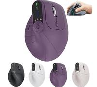 Ergonomic Triple-Connect Wireless Mouse, Wireless Ergonomic Vertical Mouse with Adjustable DPI 1000-2400, Multi-Device Bluetooth & 2.4G Connectivity, 57° Handshake Grip & Smart Display (Purple)