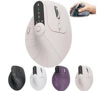 Ergonomic Triple-Connect Wireless Mouse, Wireless Ergonomic Vertical Mouse with Adjustable DPI 1000-2400, Multi-Device Bluetooth & 2.4G Connectivity, 57° Handshake Grip & Smart Display (Beige)