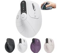 Ergonomic Triple-Connect Wireless Mouse, Wireless Ergonomic Vertical Mouse with Adjustable DPI 1000-2400, Multi-Device Bluetooth & 2.4G Connectivity, 57° Handshake Grip & Smart Display (White)