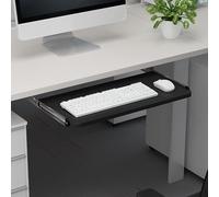 Ergonomic Under-Desk Keyboard Tray with C-Clamp, Adjustable Mount for Easy Slide-out, Black Keyboard Holder for Comfortable Typing Position, Space-Saving Design