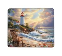 Ergonómico Alfombrilla de Ratón, Playa de Sand del Faro del mar, Eco-Friendly Alfombrilla Gaming, Gaming Mouse Pad, 25X30cm, Oficina, Jugadore, Trabajo