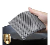 ERGONOW Depurador de malla de hierro fundido - Anillo fino - Limpiador de sartén de acero inoxidable 316 - Silicona incorporada con anillos soldados - para utensilios de cocina(grande)