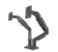 Ergosolid Soporte de Escritorio para 2 Pantallas LCD LED de 17 a 27 Pulgadas, Ajuste en Varios Ejes, pivote, Muelle de Gas de hasta 2 x 9 kg