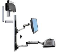 Ergotron LX Wall Mount System - Soporte para pantalla LCD, teclado, CPU, estructura resistente en aluminio pulido
